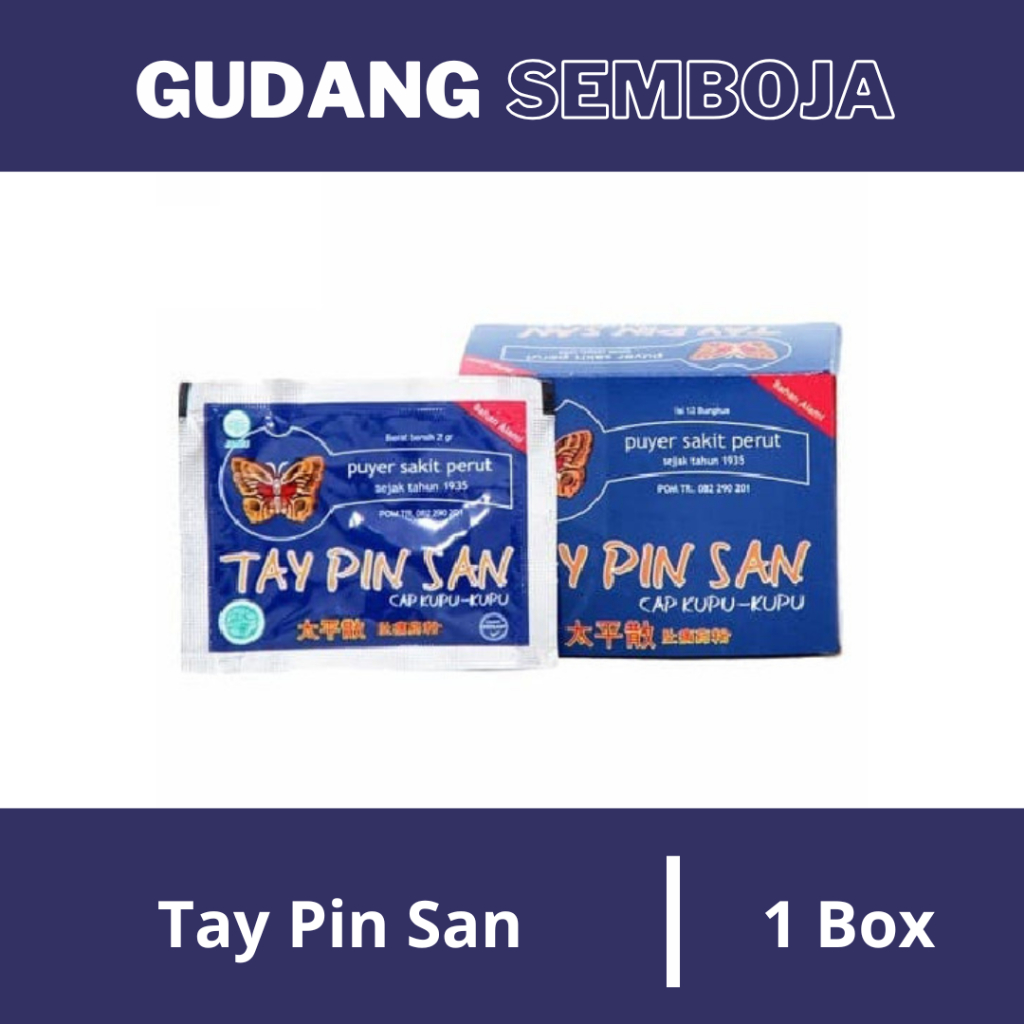 Tay Pin San Box Isi 12 Sachet / Puyer Sakit Perut Cap Kupu Kupu / Obat Mencret BAB Anak Dewasa