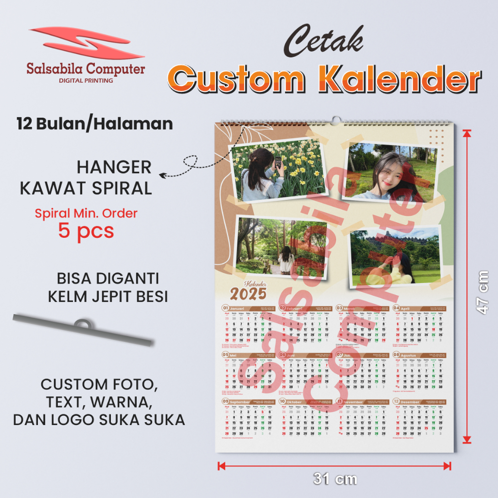 

Kalender 2025 - Cetak Kalender Dinding Custom Foto (12 Bulanan/Halaman)