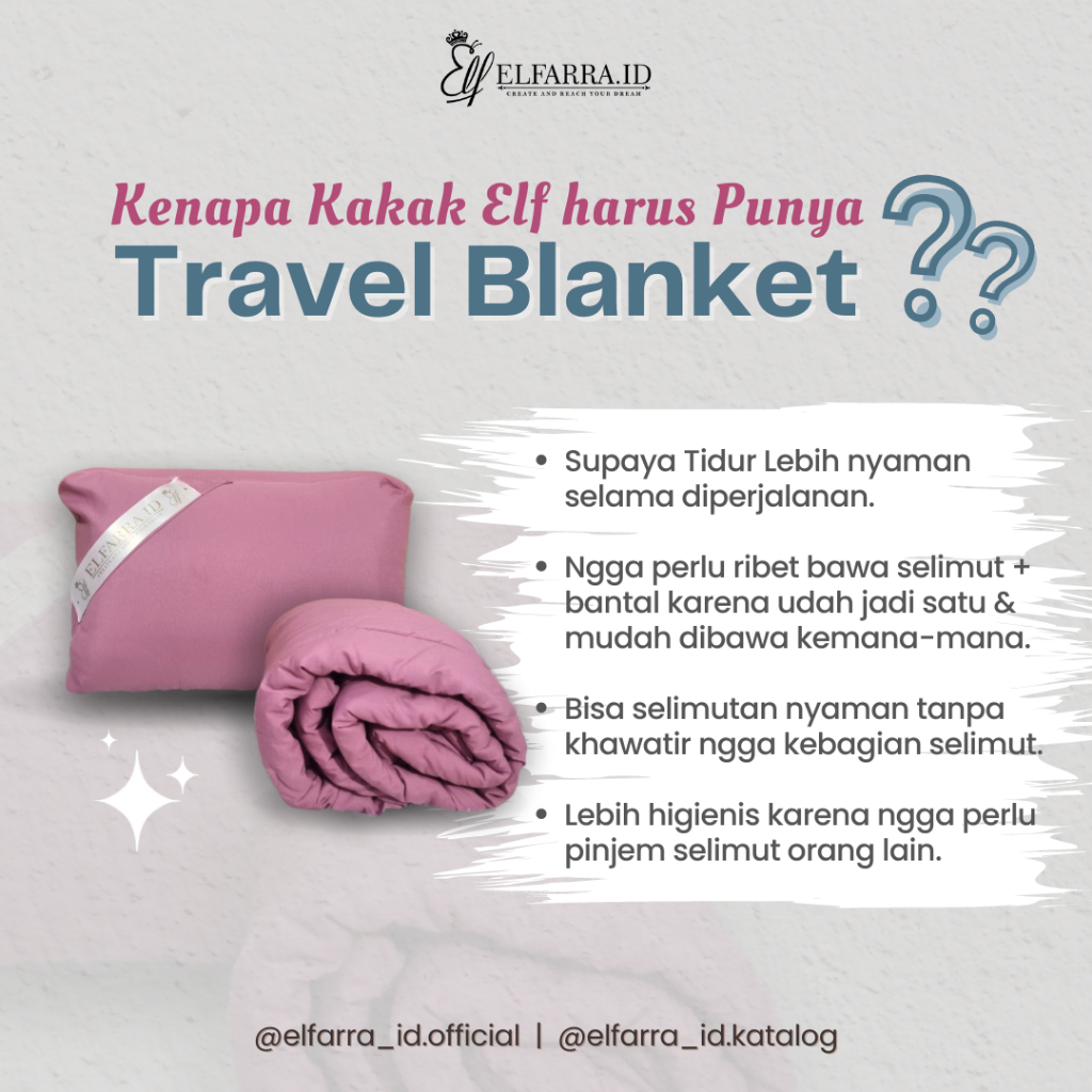 ELFARRA | Balmut Bantal Selimut 2in1 Travel | Bantal Selimut Travelling | Blanket PASTEL SERIES