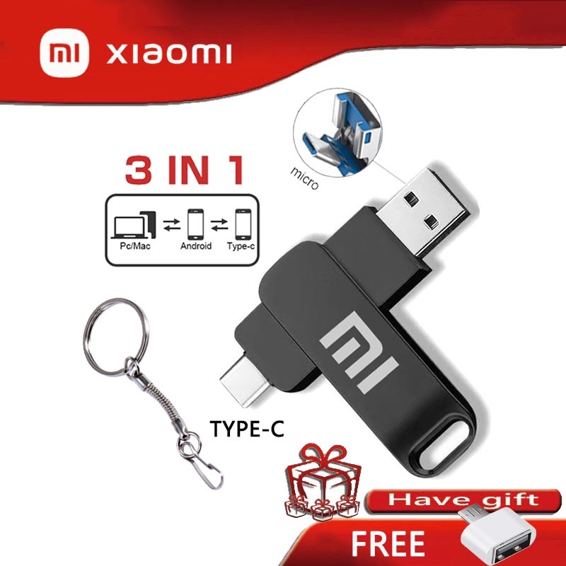 Xiaomi TYPE-C Flashdisk USB Kecepatan Tinggi, Driver Flash Logam USB 1tb 2tb, USB Flash Drive Untuk 