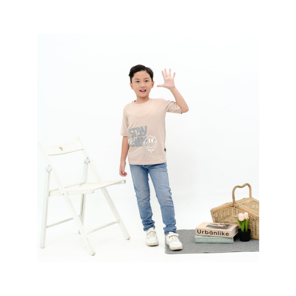 LITTLE ZOLAQU - Kaos Anak BAGGY SIZE Unisex 0-6 Tahun Premium Cotton Combed 30s - LIGHT BROWN SC