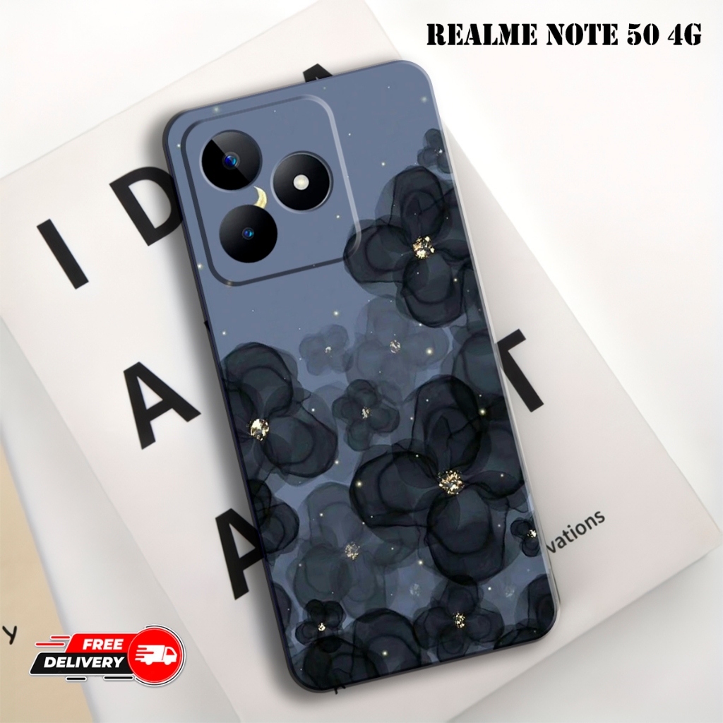 Casing Hp cocok untuk REALME NOTE 50 4G Terbaru - Softcase Fashion Case Flower Cute - Type Lain Via 