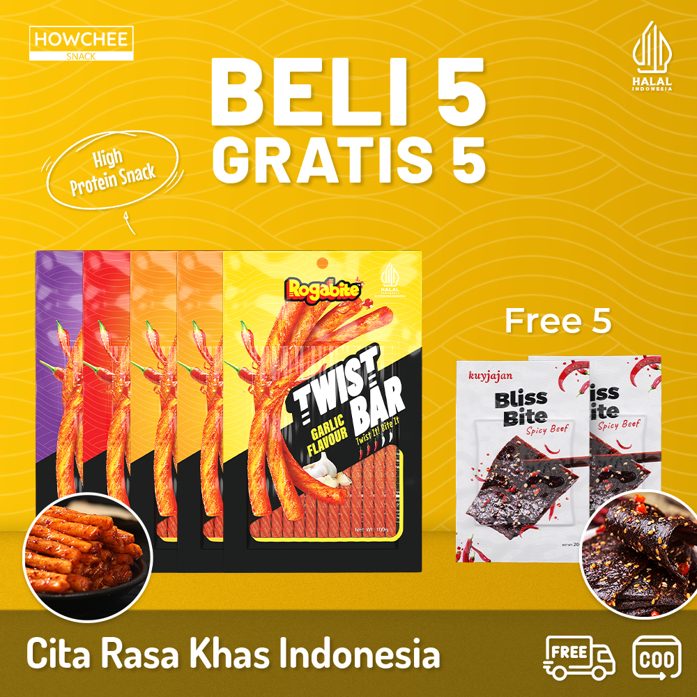 

Howcheesnack [HALAL] Buy 5 Get 5 Free | Twist Bar Free Bliss Bite | Snack High Protein | Makanan Ringan | Latiao Halal