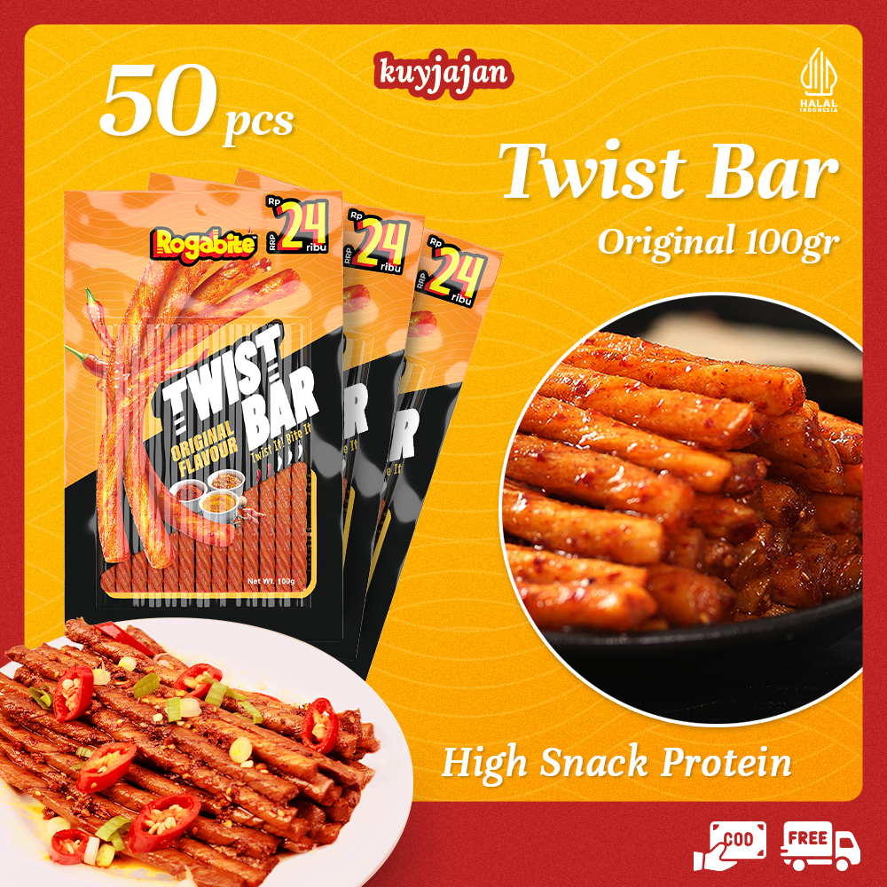 

KuyJajan [HALAL] [50PCS] Twist Bar Gluten Spicy Tofu Snack High Protein Camilan Makanan Ringan 100gr | Latiao Halal