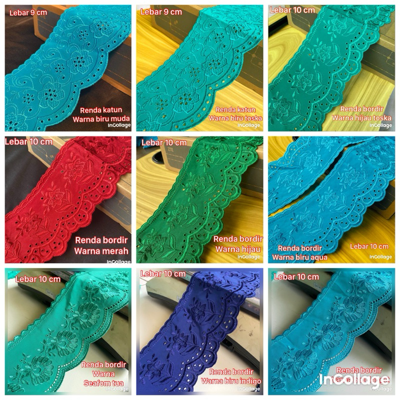 per meter renda  bordir lebar 10 cm