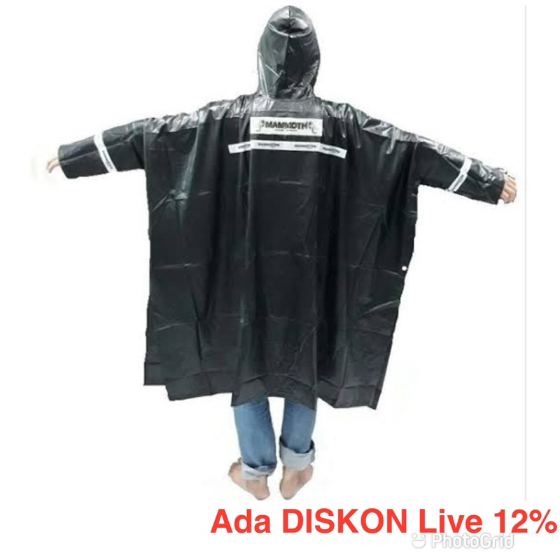 JAS HUJAN PONCO LENGAN PENGUIN BLACK NINJA MAMMOTH TEBAL PONCHO JUMBO MODEL KELELAWAR BESAR PINGUIN