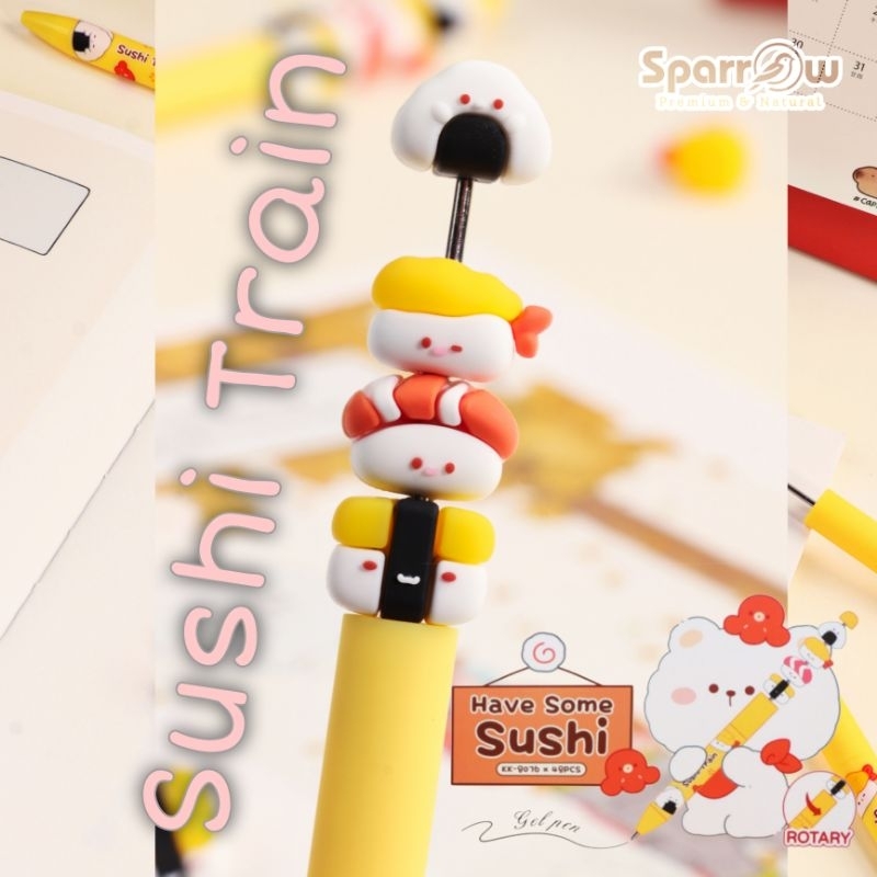 

Sparrow gel pen silicon karakter sushi train 8076