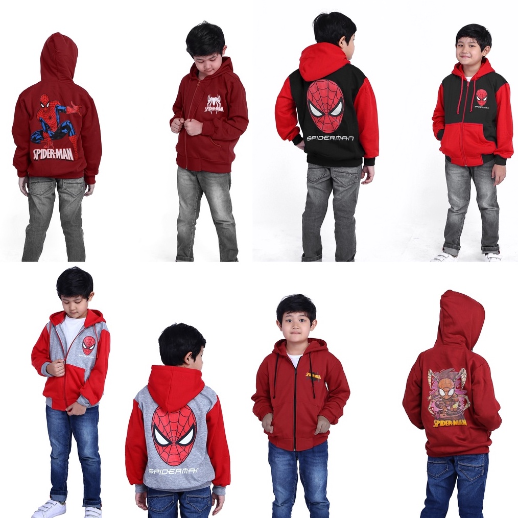 ART C59E Jaket Anak Hoodie Karakter Spiderman Umur 21 Tahun Cowok Lakilaki