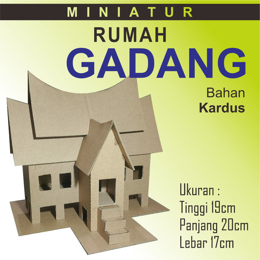 Miniatur Rumah Gadang / Rumah Adat Padang Minangkabau dari Kardus