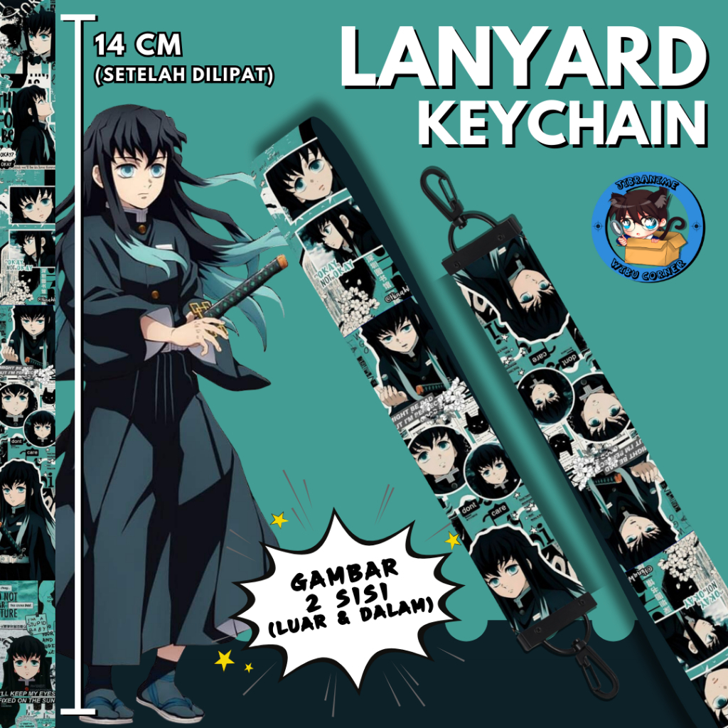 

Lanyard Strap Anime 2 Sisi / Muichiro Kimetsu No Yaiba Versi 2 / Lanyard Custom Suka Suka / Gantungan kunci layard keychain