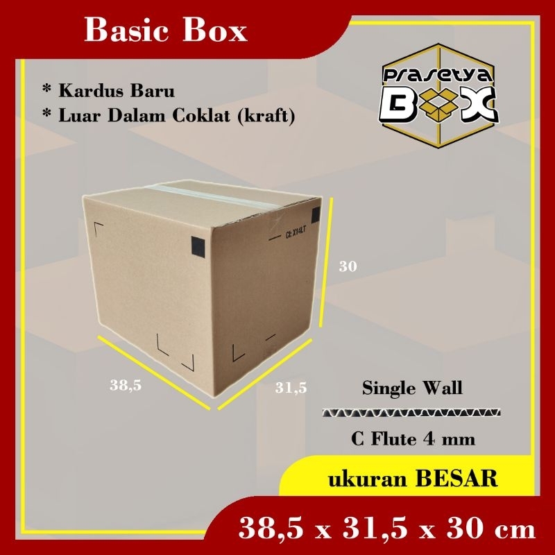 

Kardus Baru / Ukuran Medium 38,5x31,5x30 cm / Single Wall / Prasetya Box