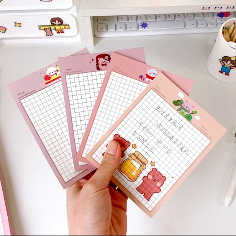 Memo Pad Grid Buku Lucu Kertas Catatan Kotak Notes