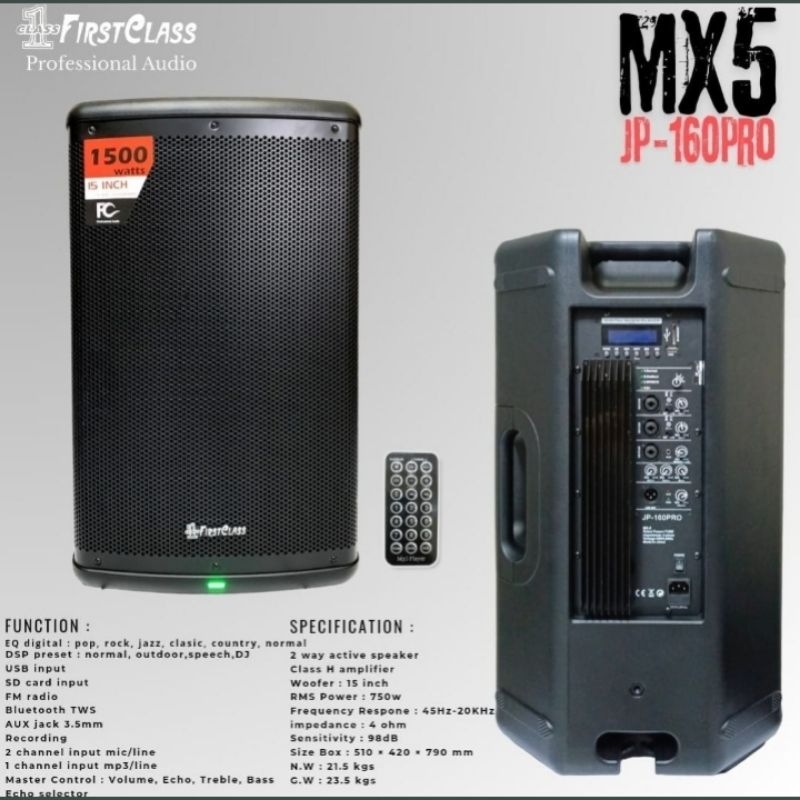 speaker aktif 15 inch original firstclass mx 5 speaker active karaoke 15 inch