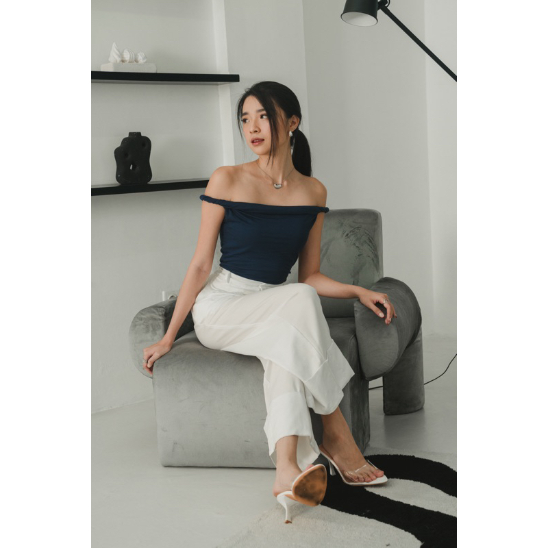 TWINKLE - sabrina teazy top / atasan wanita / shoulder top