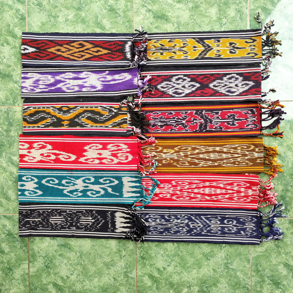 Beli 10 Gratis 1 - Syal Leher Tenun Etnik ATBM Original 100% Motif Nusantara Dayak Kalimantan Sulawe