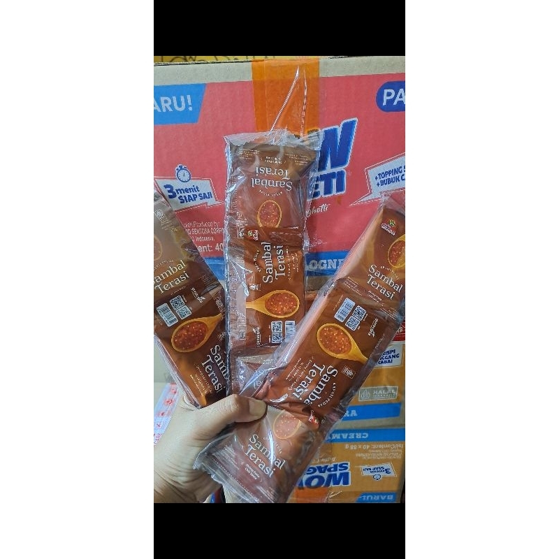

Sambal Terasi saset 15gr 10 pcs Sambal terasi Belibis 10pcs