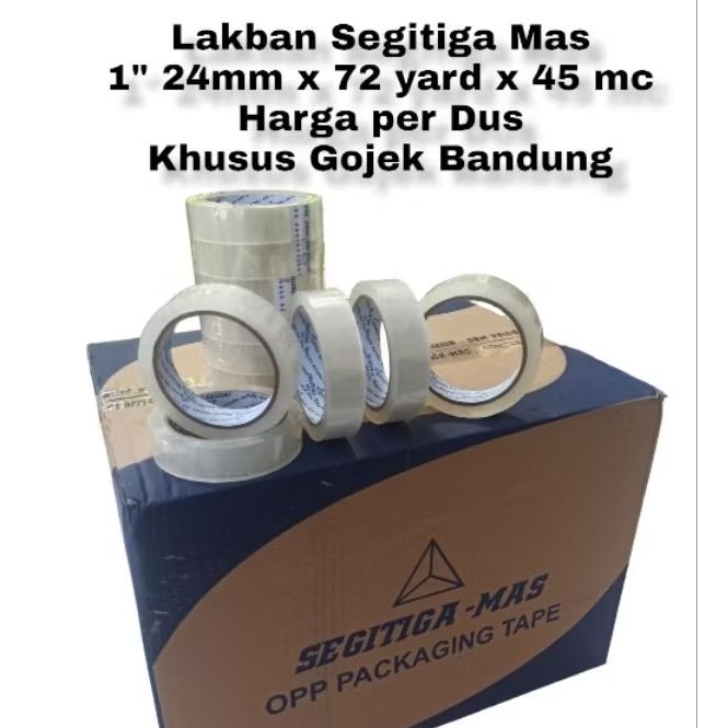 

1 DUS|144 pcs|Lakban/ Solasi 1"|SEGITIGA MAS| 24mmx72 yardx45 mc|KHUSUS GOJEK BANDUNG, kualitas TERATAS setara Nachi TERMURAH ! Lakban BENING, Lakban COKLAT, Lakban Murah