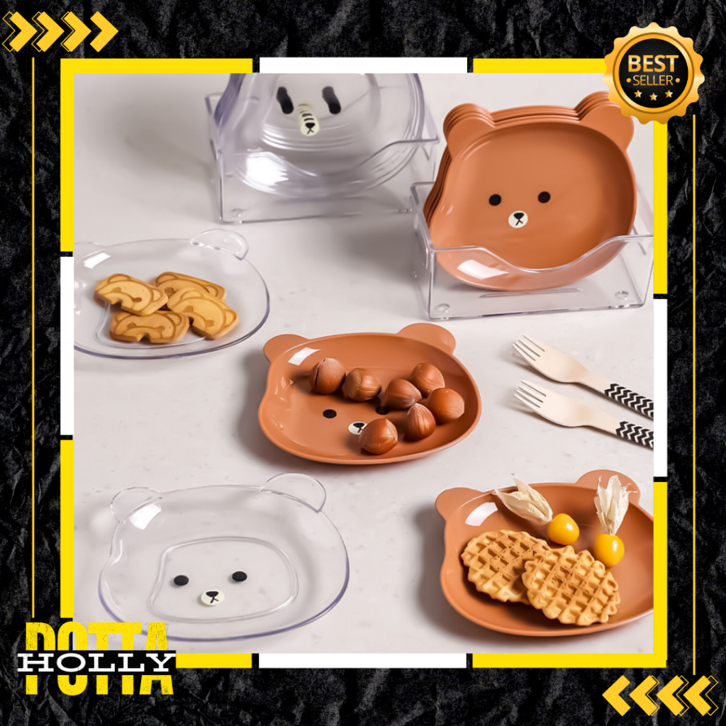 POTTAHOLLY PIRING SNACK BENTUK BERUANG TEMPAT MAKAN ANAK LUCU PIRING PLASTIK BEAR / Piring Makan Ana