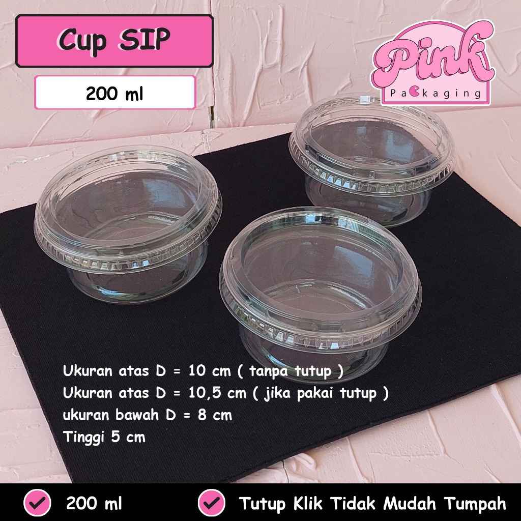 Cup Puding Puyo 200 ml / Cup Dessert Gelas Jelly Agar Agar / Cup SIP Tutup KLIK Rapat