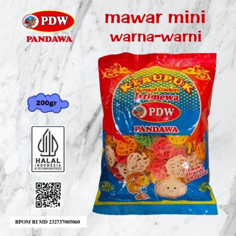 

Kerupuk Pandawa / Krupuk Mawar Mini Warna Warni / 200gr