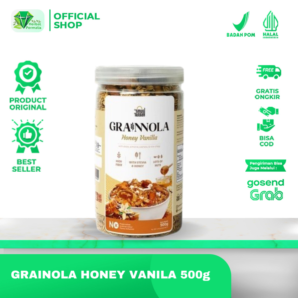 

GRAINOLA Honey & Vanilla - Granola Cemilan Untuk Diet Sehat - 500 Gram