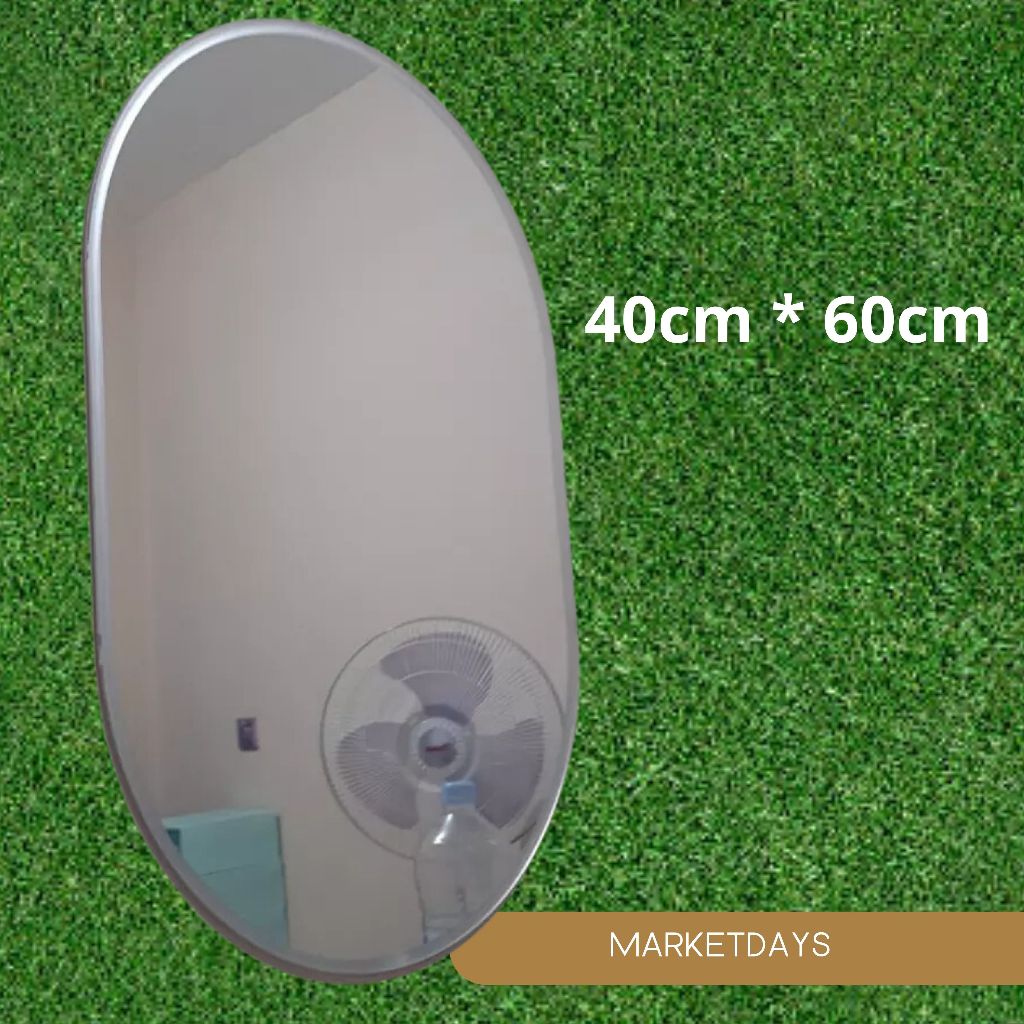 Cermin Hias Dinding Kaca Asli 100% Oval Mirror Kaca Tempel Aesthetic Autentic Vintage Ukuran 60x40 c