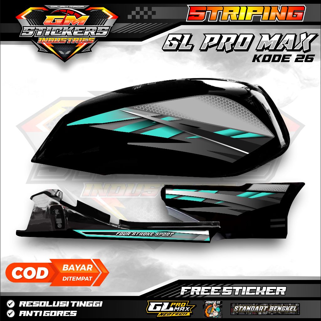 STRIPING STIKER LIS MOTOR HONDA GL MAX GL PRO NEO TECH  K26