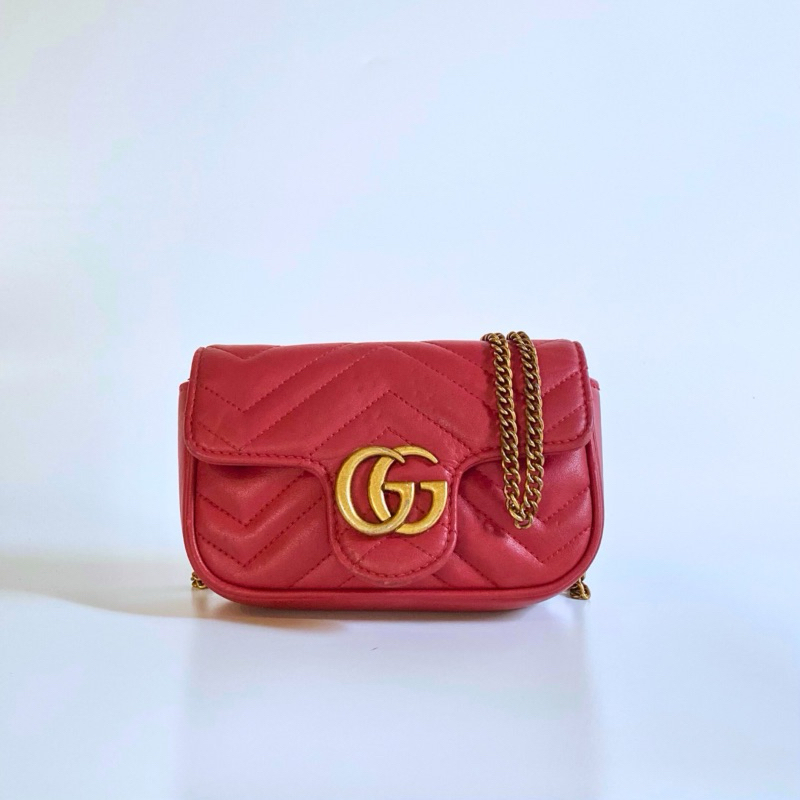 PRELOVED Tas Gucci Marmont Mini Red - Tas GG marmont merah second