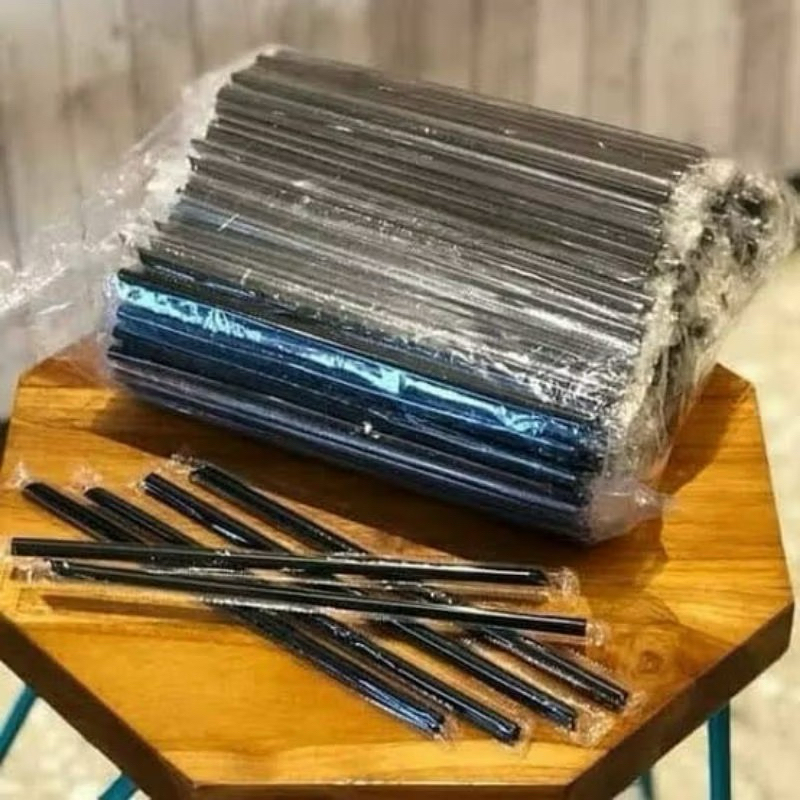 

(HARGA PABRIK) Sedotan Plastik Hitam Lancip Steril 1 Pack isi 250 pcs