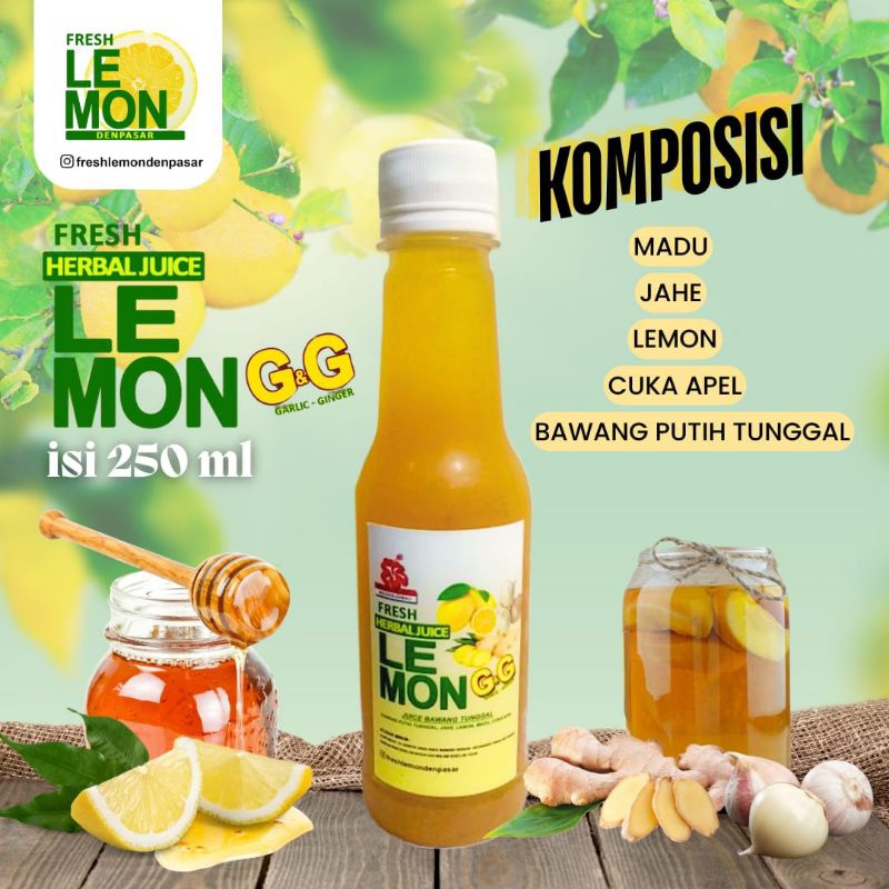 

Jus Herbal Bawang Putih Tunggal - Lemon G&G - Lemon Jahe Bawang Putih. 250ml.