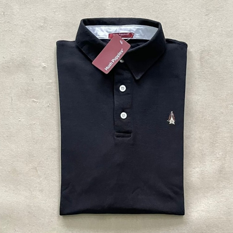 Kaos Polo Hush Puppies Warna Hitam Basic Polo Shirt Kaos Kerah Pria Premium