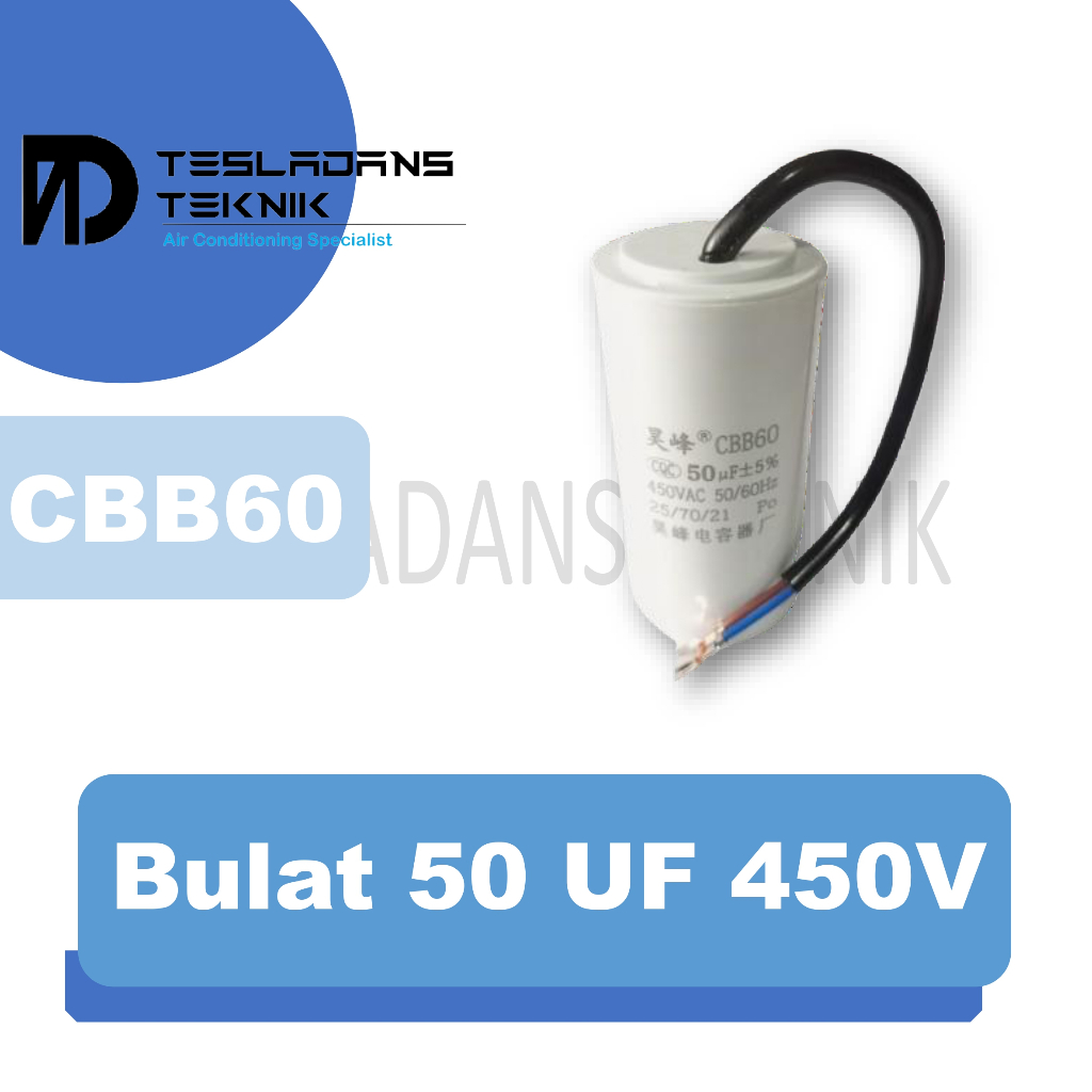 KAPASITOR 50 UF 450V CBB60 BULAT CAPACITOR CBB60 50 MIKRO 450 VOLT