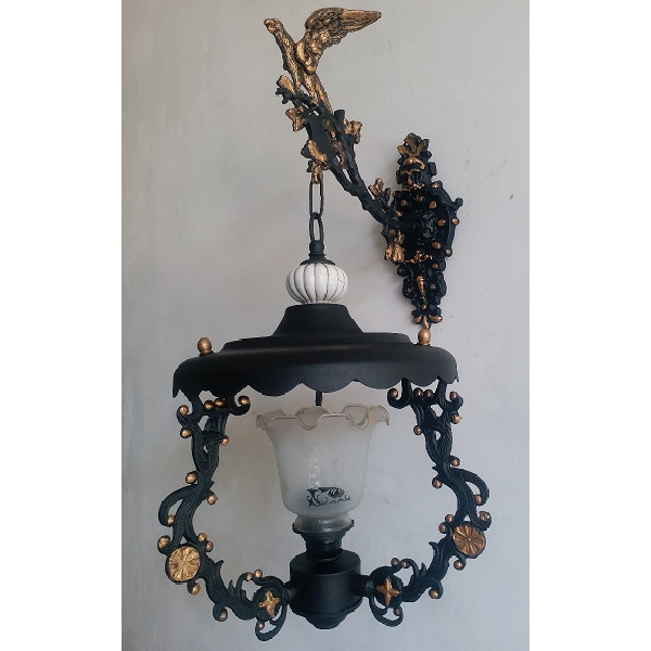 "Code : WL 126 Original Antik Lampu minyak kuno - lawas berbahan besi solid dan kristal kap  , beror