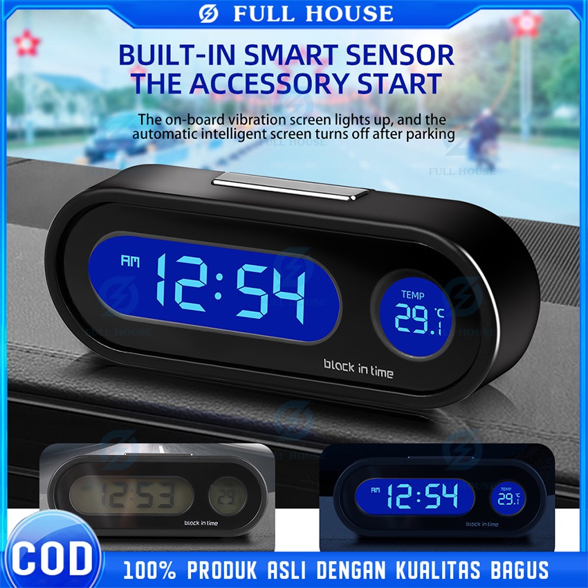 Jam Digital LED dashboard Mobil Blacklight Biru Dengan Termometer Untuk Dashboard Mobil Jam