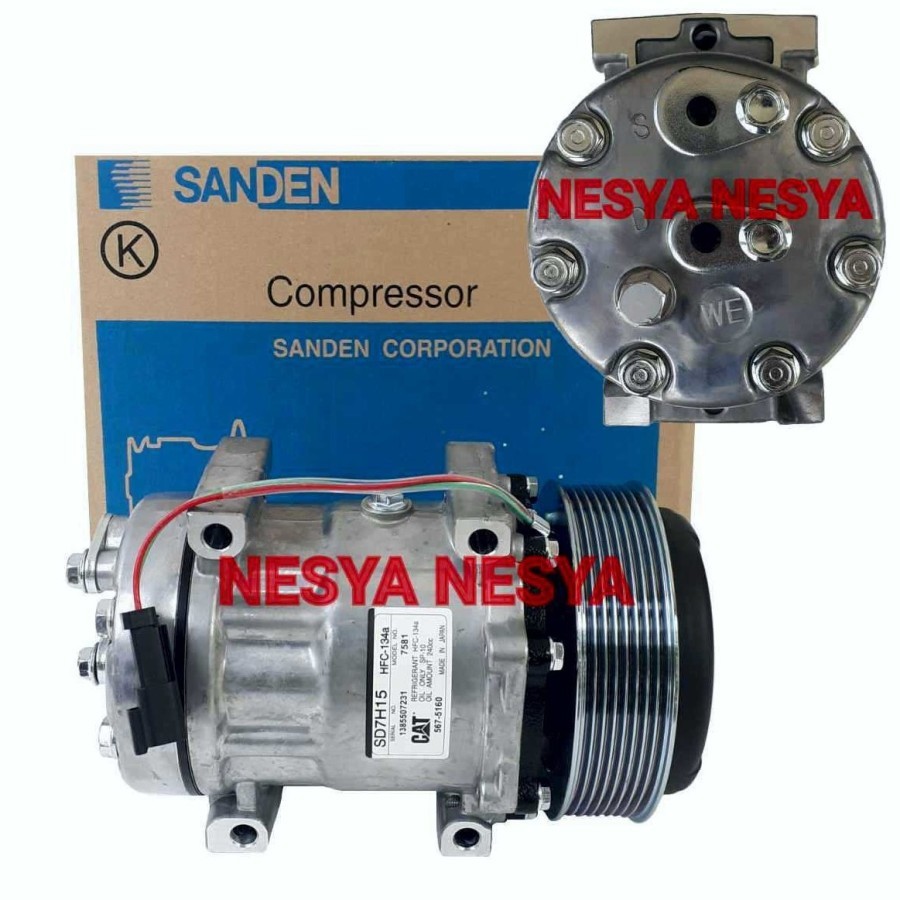 Compressor Compresor Kompressor Kompresor AC SANDEN SD7H15 untuk Alat Berat Excavator Exca Exsavator