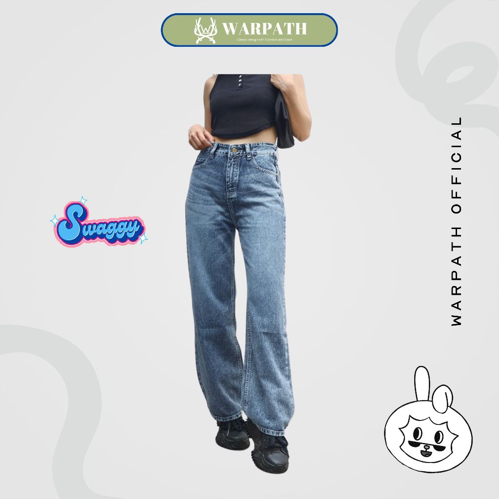 WARPATH - Celana Highwaist Straight Jeans Loose Swaggy All Varian Loose Pants Wanita Panjang