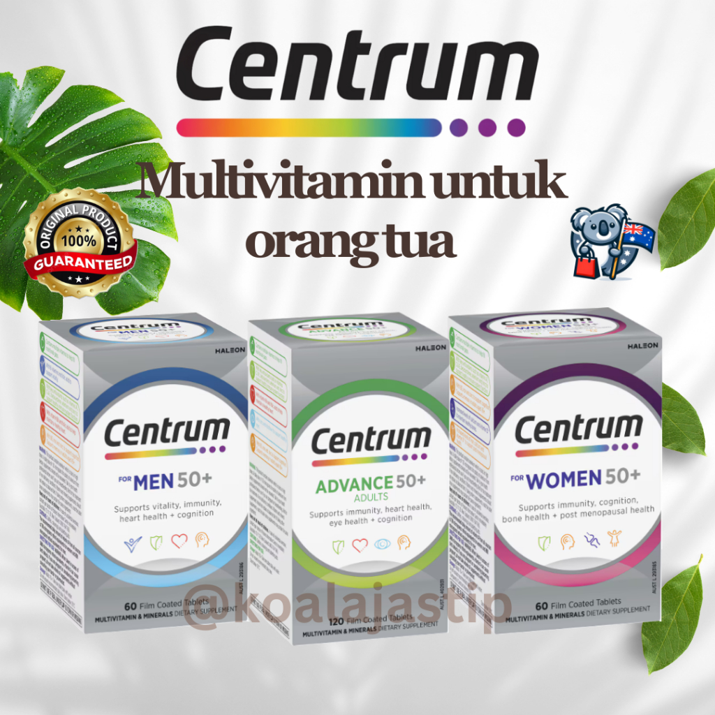 Centrum Advance 50+ - Australia - Suplemen untuk Energi, Imun & Tulang Kuat Lansia