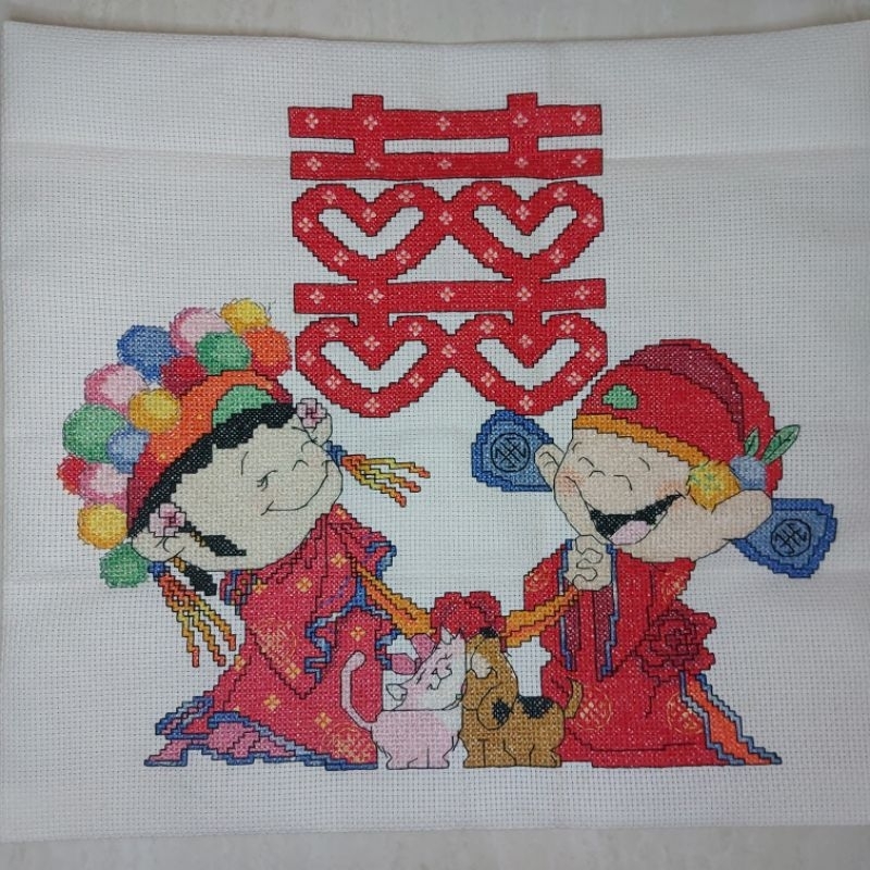 cross stitch sulaman kristik sudah jadi sepasang suami istri pernikahan