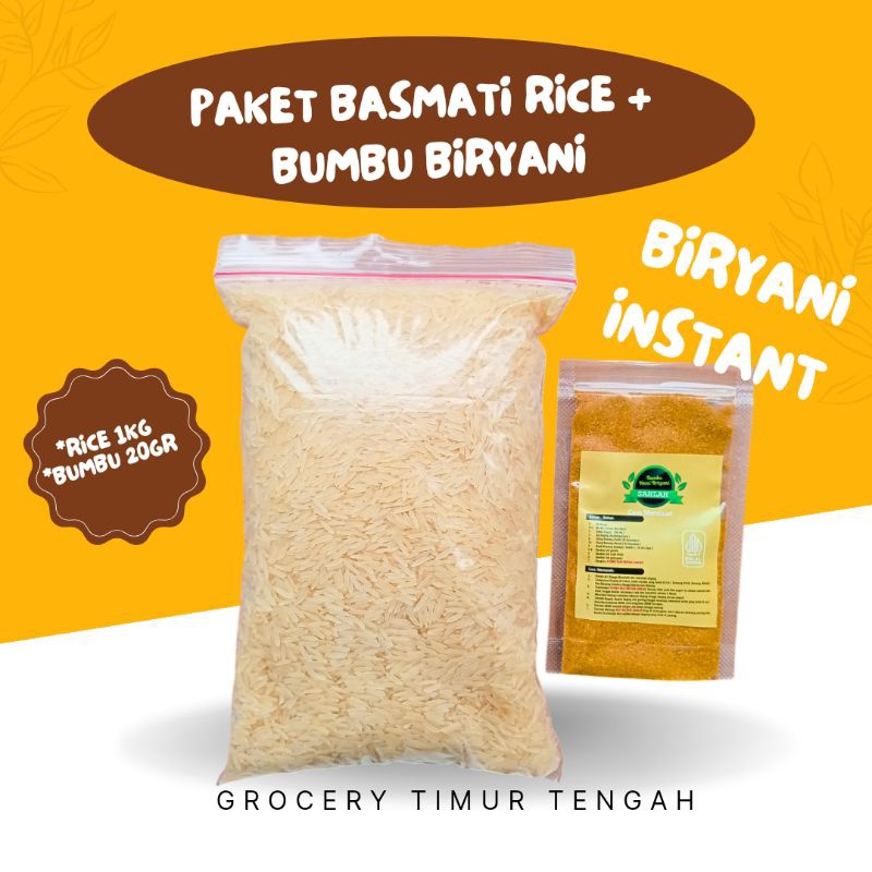 

PAKET BERAS BASMATI 1Kg + BUMBU KEBULI BIRYANI MANDI / BUMBU INSTAN KEBULI / BUMBU NASI BRIYANI