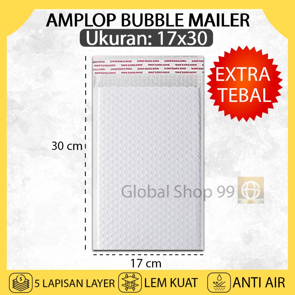 

Kantong Plastik Packing Amplop BUBBLE MAILER 17x30 Putih White Polymailer Bubble Wrap Pelastik Paket Usaha Online Shop Murah