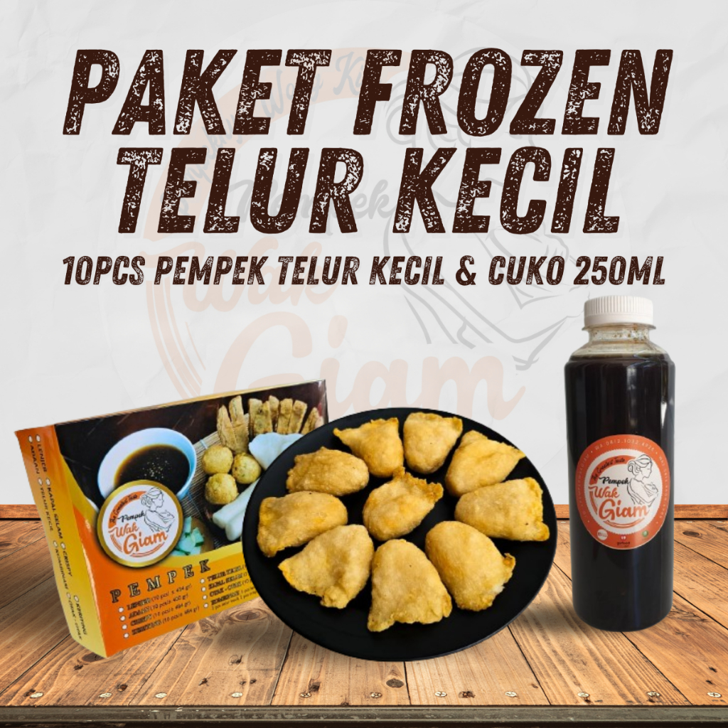 

PWG Paket Frozen Telur Kecil [10pcs Pempek Telur Kecil & Cuko 250ml] - Pempek Wak Giam Palembang 100% Ikan Tenggiri Asli