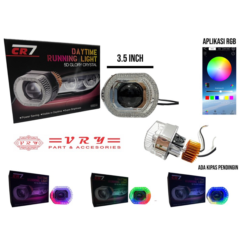 PROJI BILED RGB App Shroud Kristal Mini 3.5 Inchi CR7