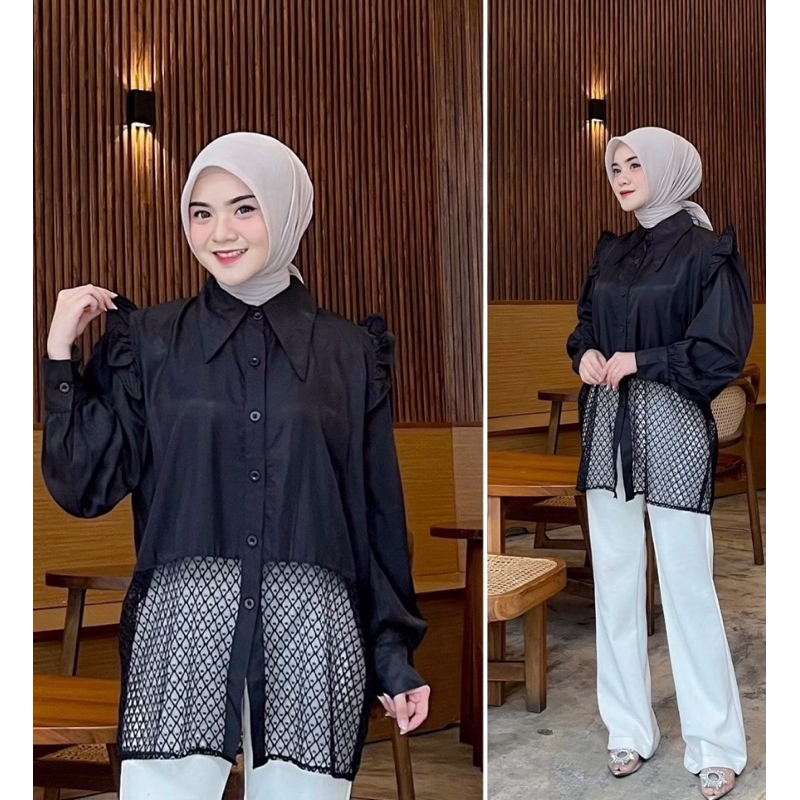Dari.label | Masayu Blouse - Blouse Kantor Elegan - Atasan Putih - Blouse Hitam - Atasan Bordir - At