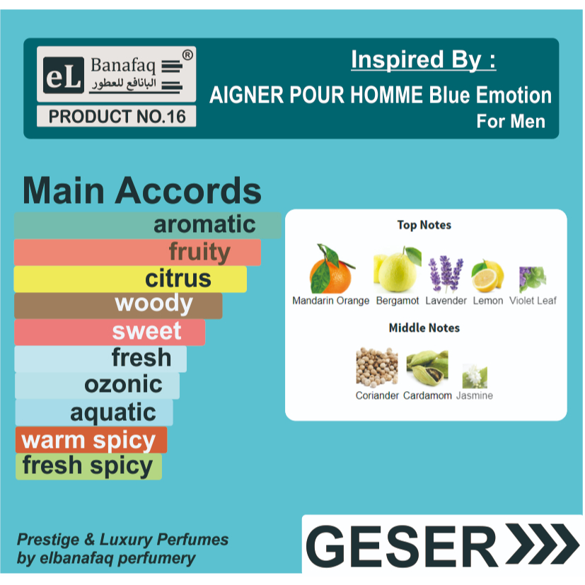 Parfum Extrait 50 ml AIGNER BLUE EMOTION Spray By Elbanafaq | For Men |  PREMIUM | Bonus 5 Tester