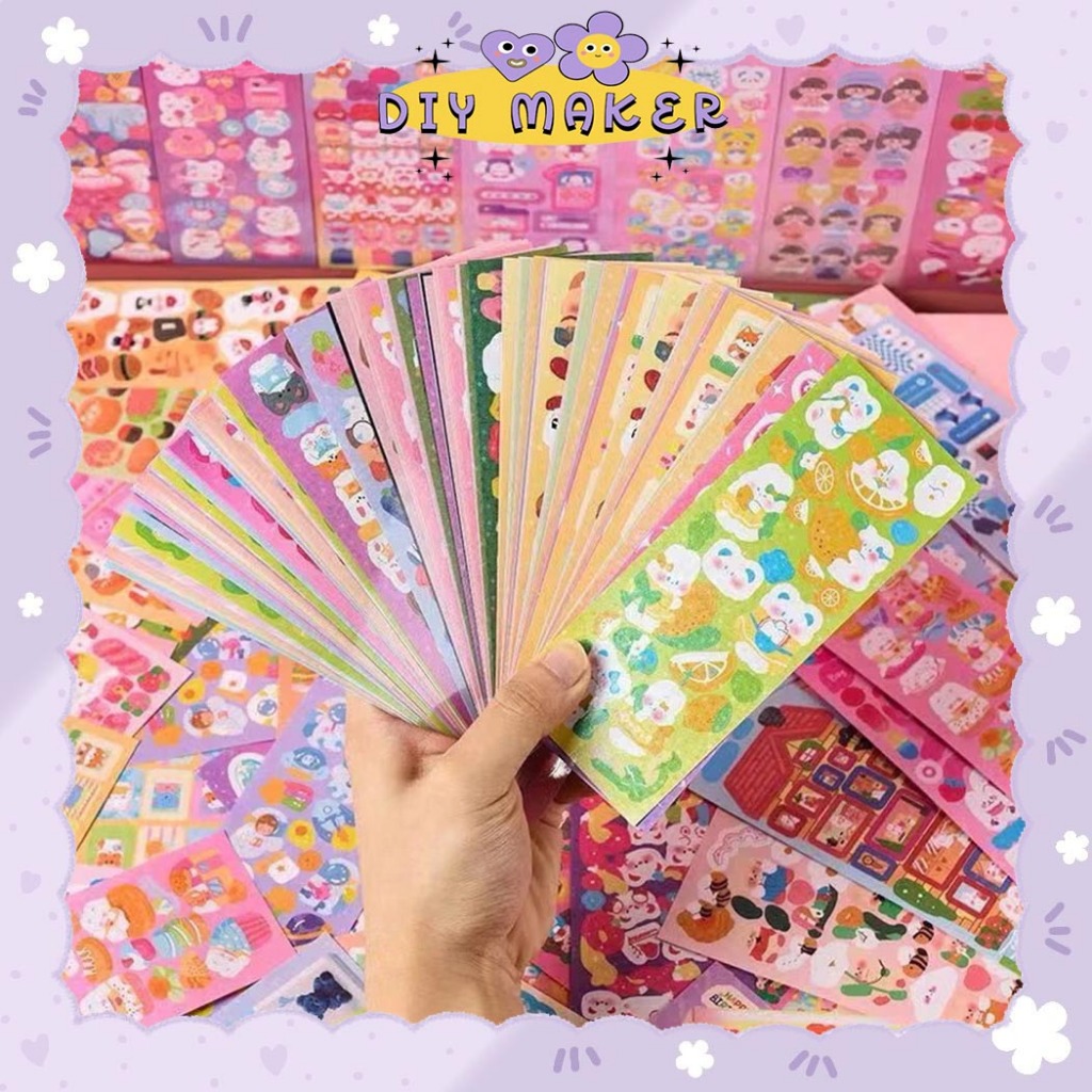

DM 100 Lembar Stiker Pack DIY Gantungan Aklirik Dekor Sleeve Photocard Kpop Sticker Shiny Cartoon