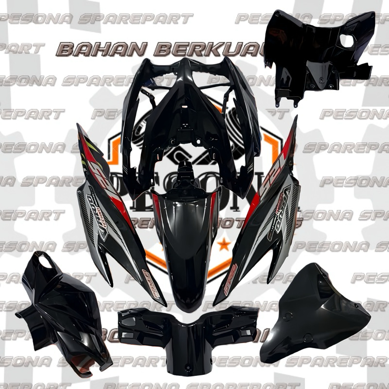 Full Set Body Kasar Halus Vario Techno 125 Lama Old Hitam + Stiker