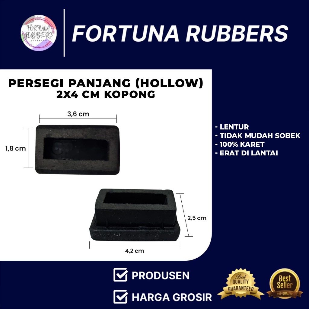 Karet Kaki Hollow 20x40 Kopong Tutup Alas Meja Kursi Rak Besi Holo Persegi Panjang