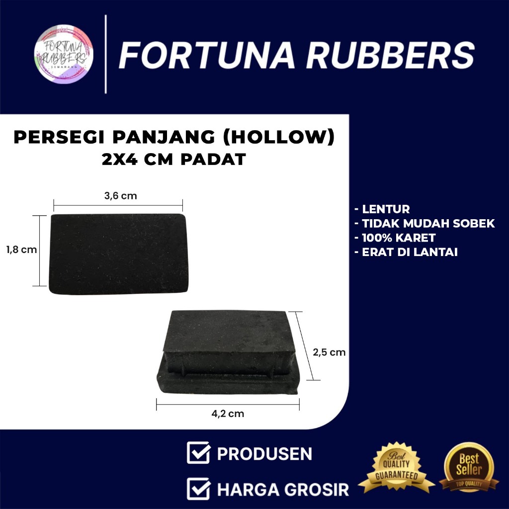 Karet Kaki Hollow 20x40 Padat Tutup Alas Meja Kursi Rak Besi Holo Persegi Panjang