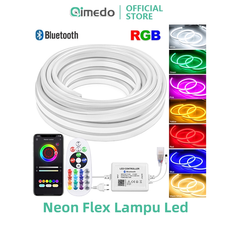 QIMEDO Lampu Neon Flex RGB Remote 10 Meter Lampu Strip Led Silikon Tahan Air