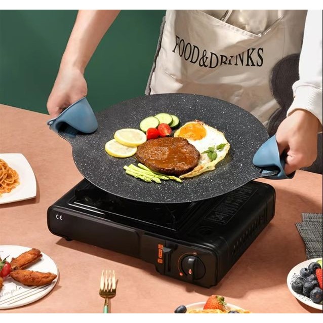 Wajan Pemanggang BBQ Datar Bulat Anti Lengket - Wajan Grill Pan Anti Lengket